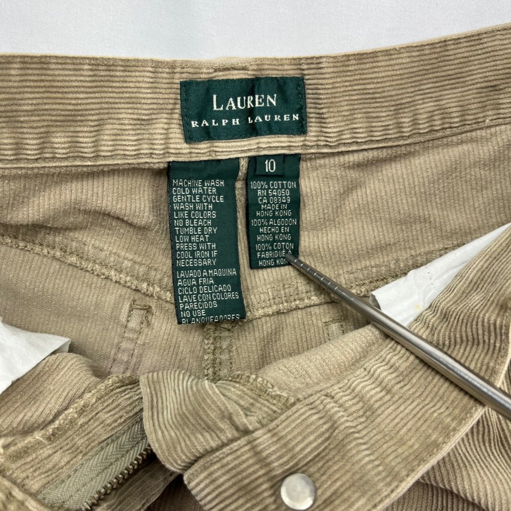 Lauren Ralph‎ Lauren Corduroy Pants Tan Straight Leg High Rise Ribbed Size 10 - Picture 2 of 6